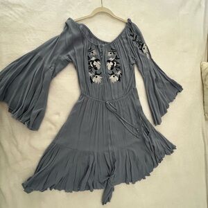 Blue Floral Long Sleeve Romper